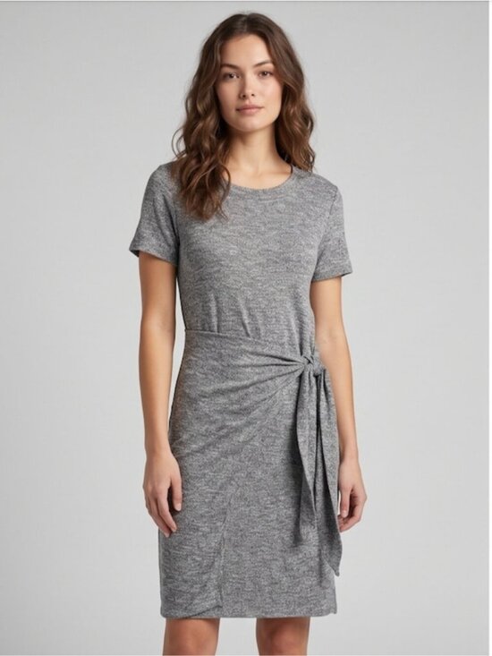 Lucky Brand Dresses & Skirts - Lucky Brand Ruched Front Tie T-Shirt Dress | Casual Soft Stretch Knit Grey